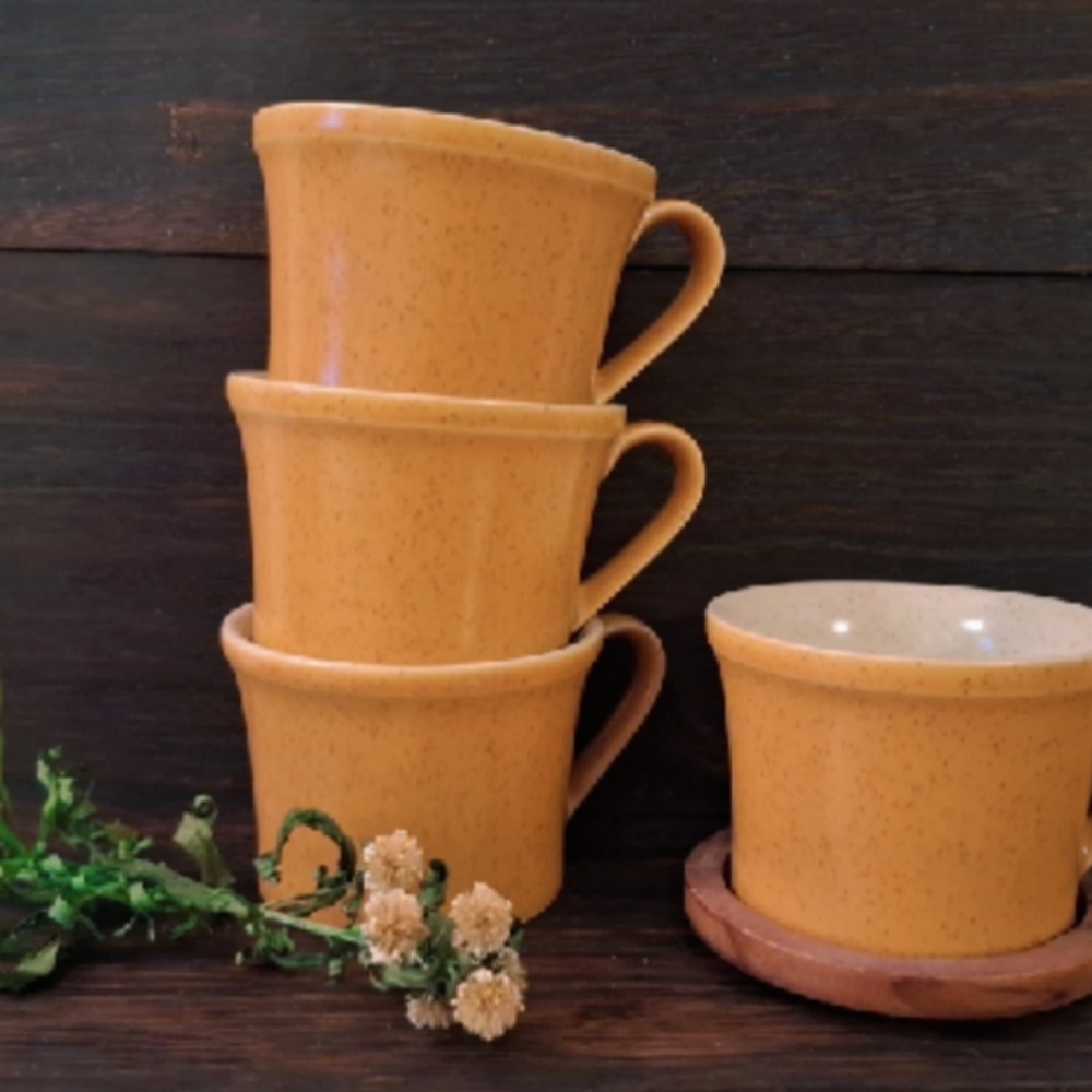 Speckled Orange Ceramic Mug Set